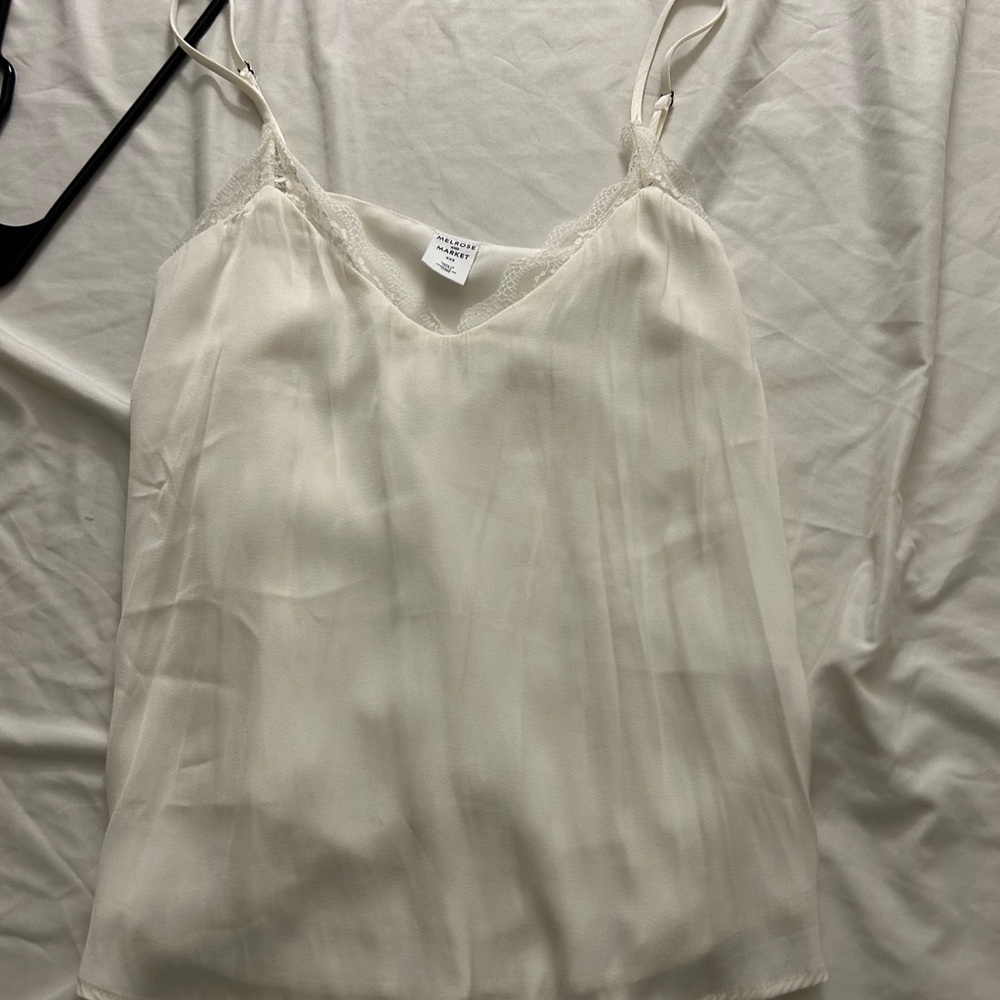 Elegant White Lace Trim Cami Top